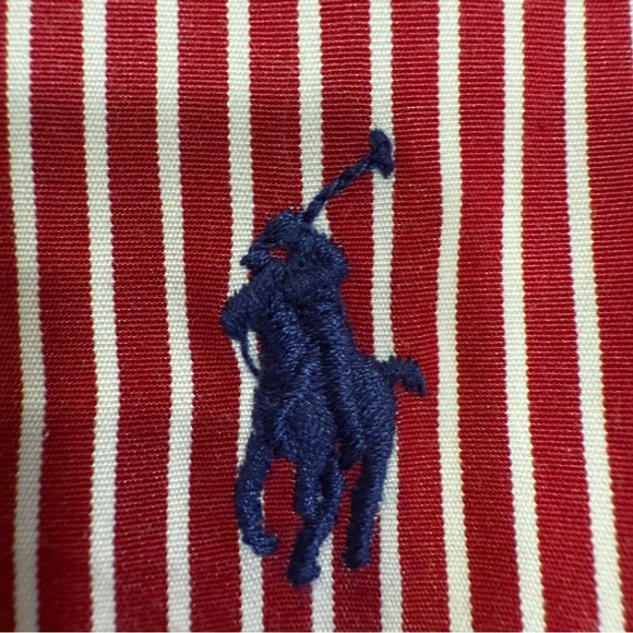 Polo Ralph Lauren Men’s Button Down Shirt Red & White Striped Sz L NWT - Picture 2 of 10